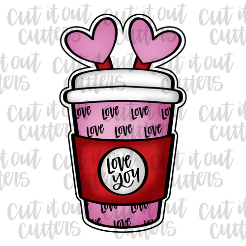 Coffee with Hearts Cookie Cutter