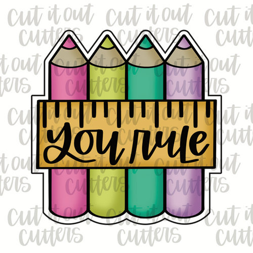 Colored Pencils and Ruler Cookie Cutter