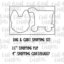 Load image into Gallery viewer, Dog &amp; Cart Shopping Cookie Cutter Set