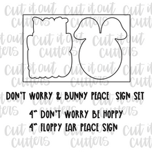 Load image into Gallery viewer, Don&#39;t Worry &amp; Bunny Peace Sign Cookie Cutter Set