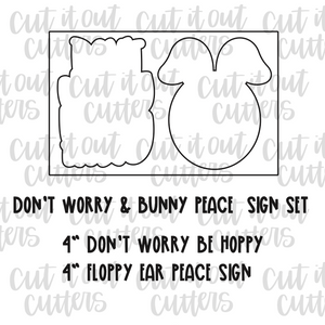 Don't Worry & Bunny Peace Sign Cookie Cutter Set