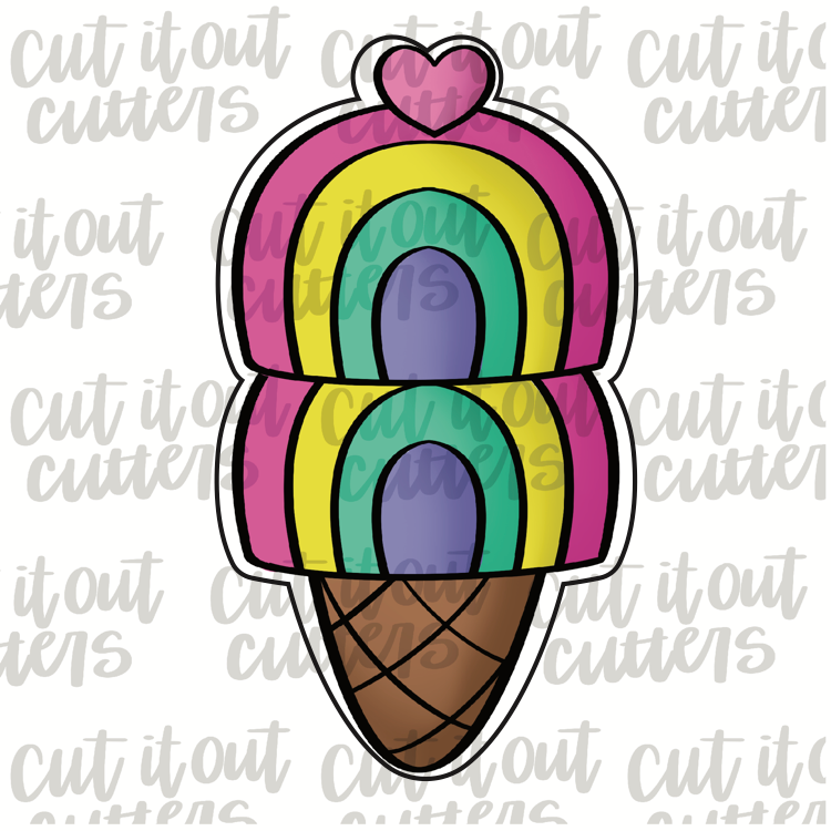 Double Rainbow Cone Cookie Cutter
