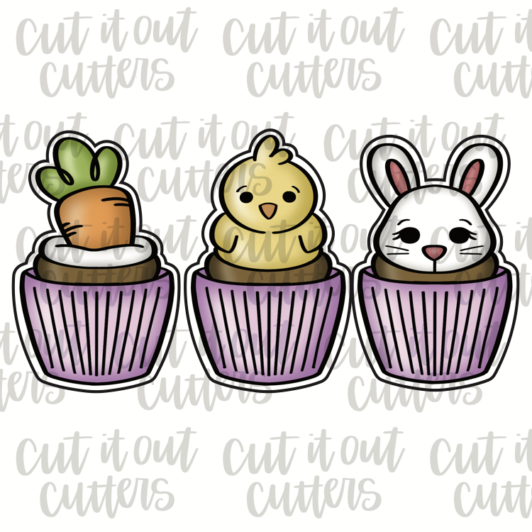 Easter Cupcake Trio Cookie Cutter Set