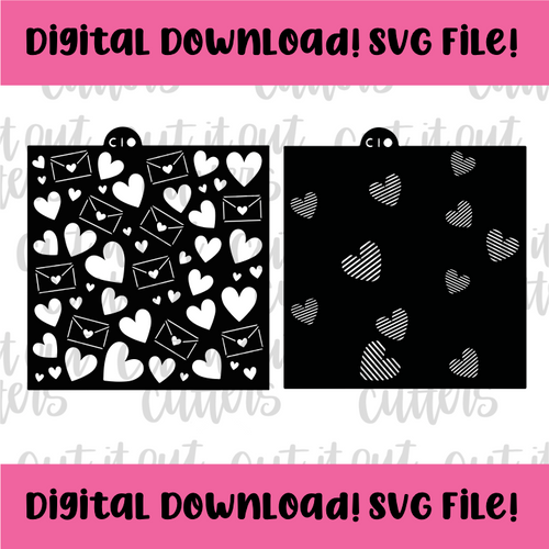 DIGITAL DOWNLOAD SVG File for Envelopes and Hearts 2 Piece Stencil