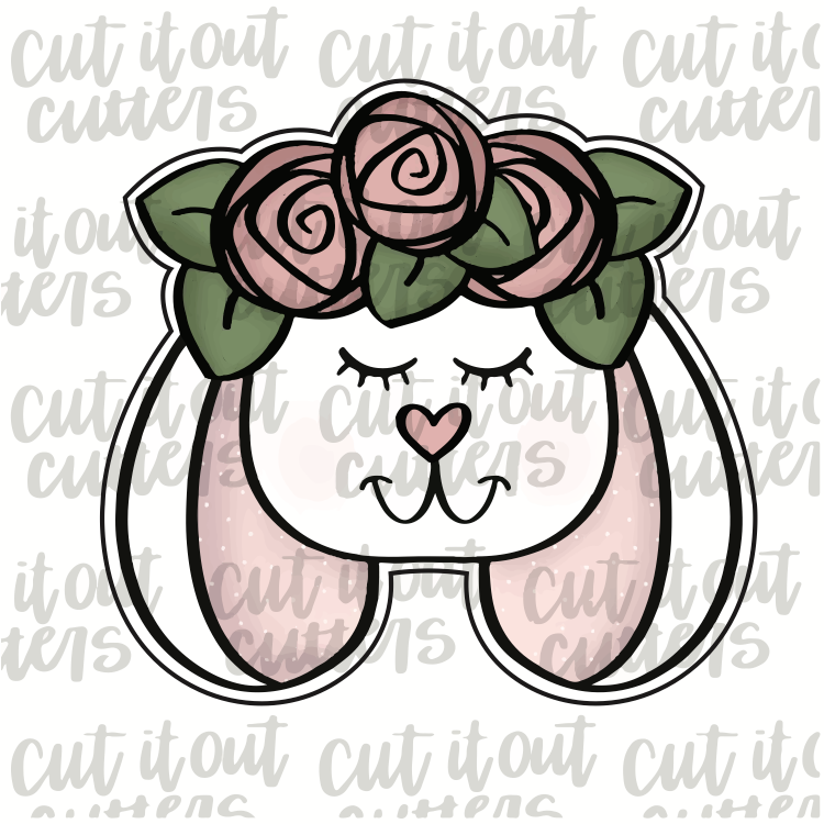 Flower Crown Bunny 2 Cookie Cutter