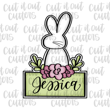 Flower Rabbit Plaque Cookie Cutter