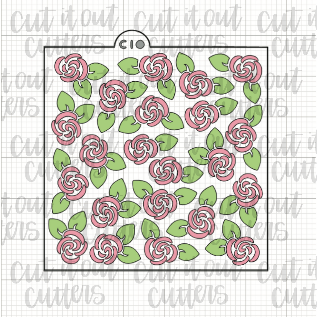 Scattered Roses (2 Piece) Cookie Stencil