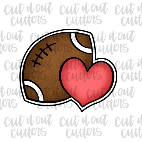 Football & Heart Cookie Cutter