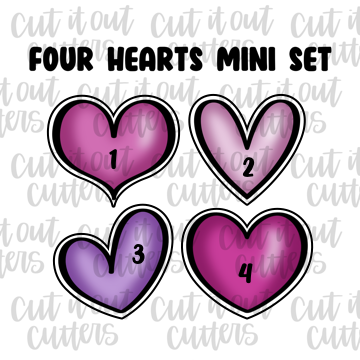 Four Heart Mini Cookie Cutter Set