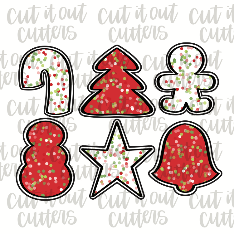 Frosted Traditional Christmas Cookie Cutter Set