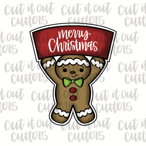 Gingy with Sign Cookie Cutter