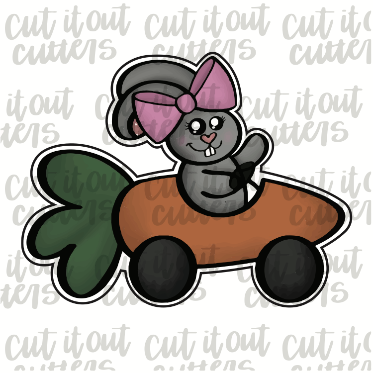 Girl Bunny In Carrot Car Cookie Cutter