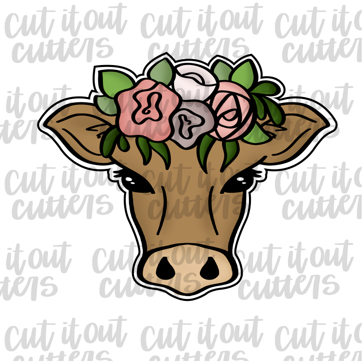 Flower Crown Girly Cow Cookie Cutter