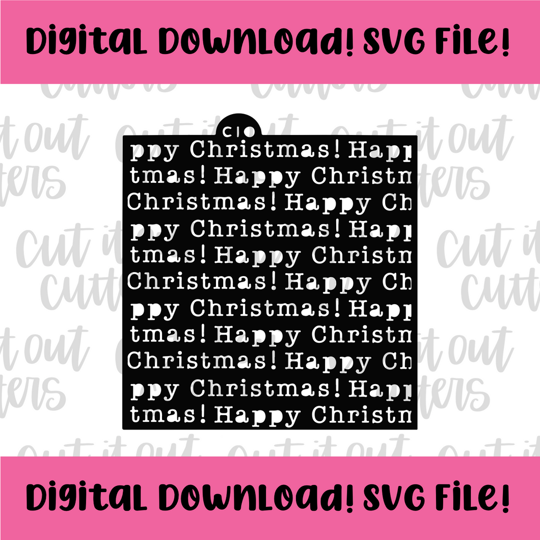 DIGITAL DOWNLOAD SVG File for Happy Christmas Typewriter Stencil