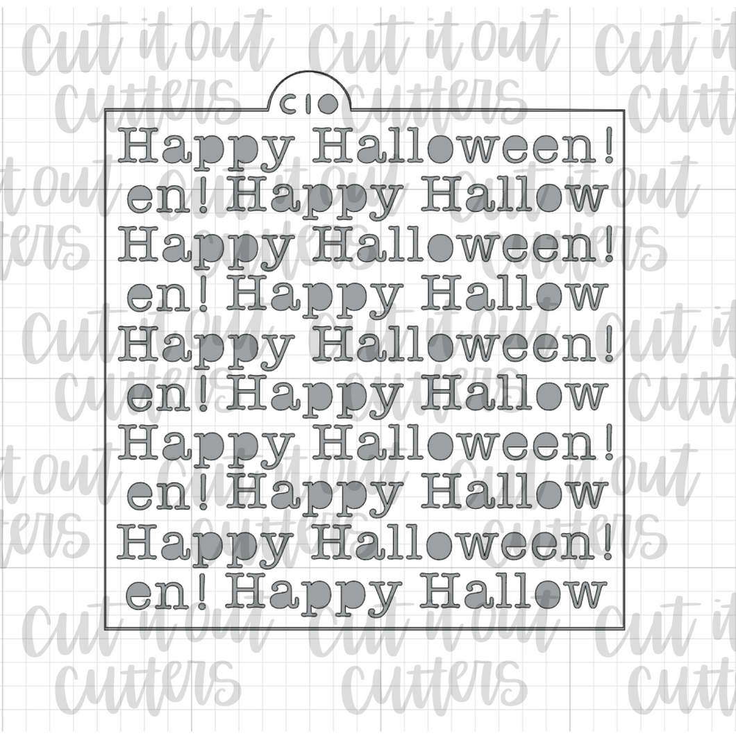Happy Halloween Typewriter Cookie Stencil