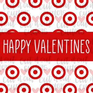 Happy Valentines (Bullseye)- 2" Square Tags - Digital Download