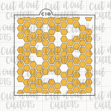 Load image into Gallery viewer, 3 Piece Honeycomb Pieces Cookie Stencil