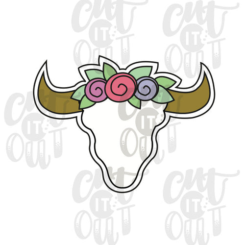 Flower Crown Bull Skull Cookie Cutter