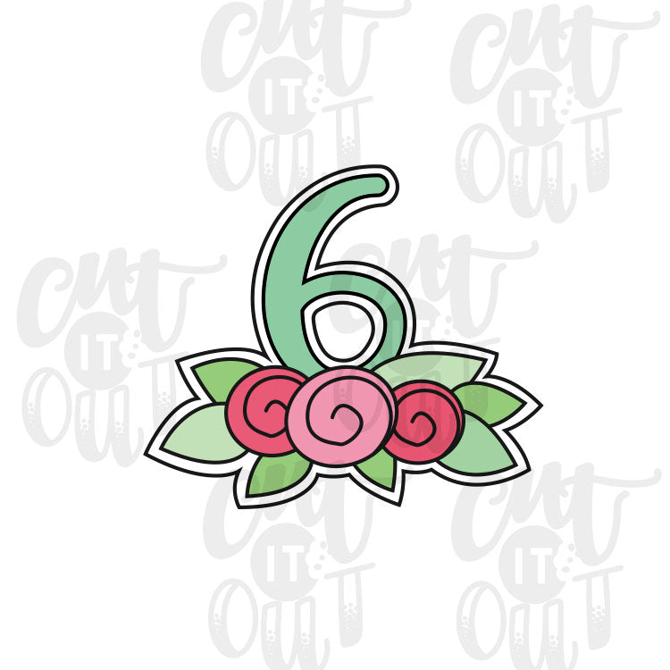 Floral Number Six Cookie Cutter