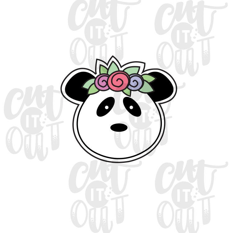 Flower Crown Panda Cookie Cutter