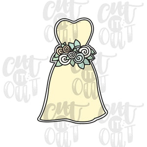 Wedding Dress With Bouquet Cookie Cutter