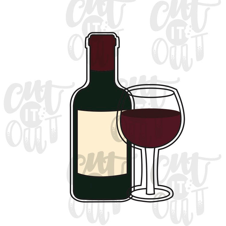 Wine Bottle And Glass Cookie Cutter