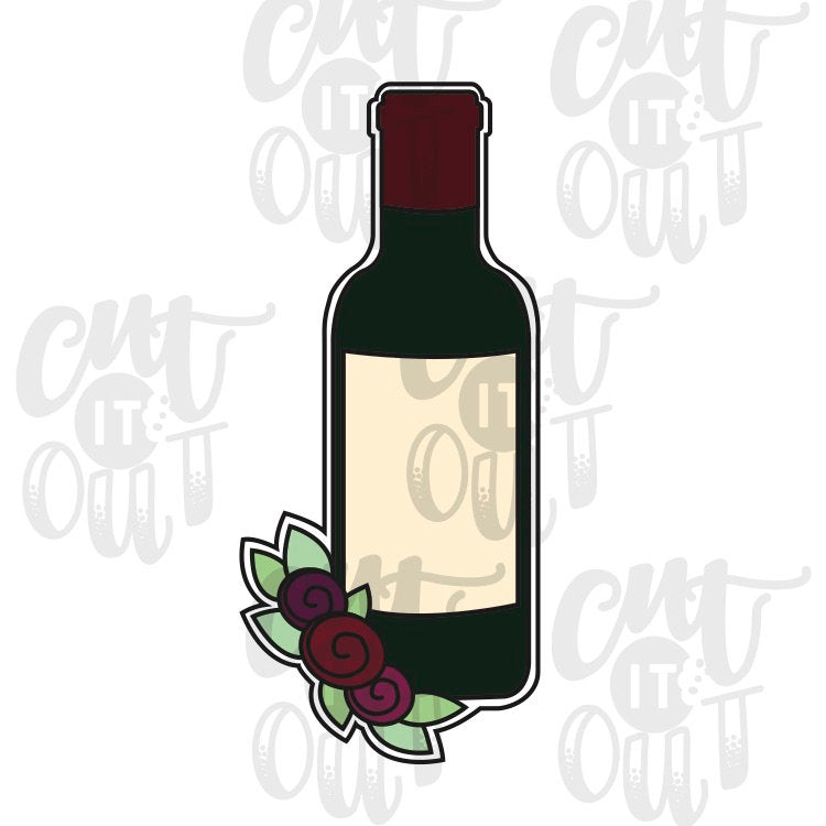 Floral Wine Bottle Cookie Cutter