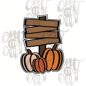 Wooden Sign & Pumpkins Cookie Cutter