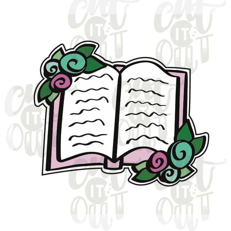 Floral Open Book Cookie Cutter