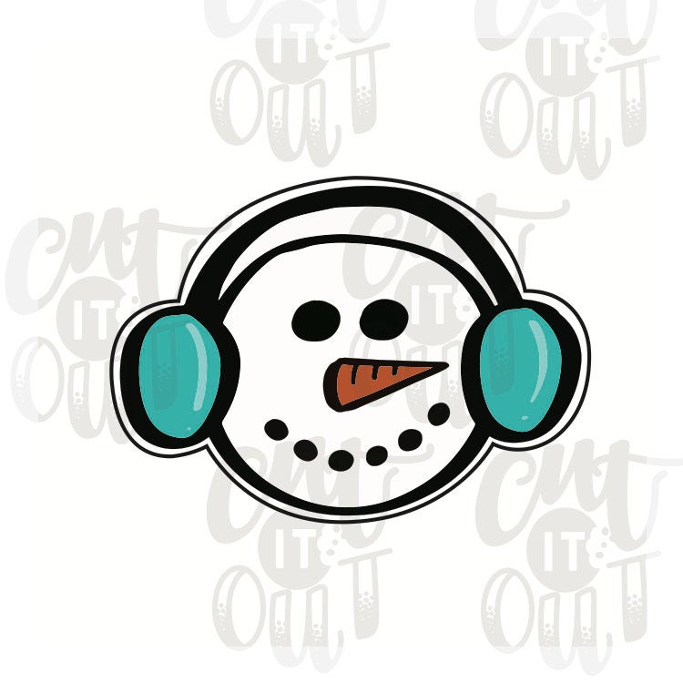 Snowman With Ear Muffs Cookie Cutter