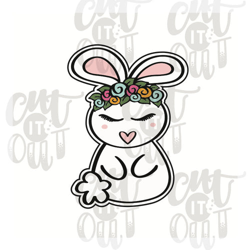Sitting Bunny with Flower Crown Cookie Cutter