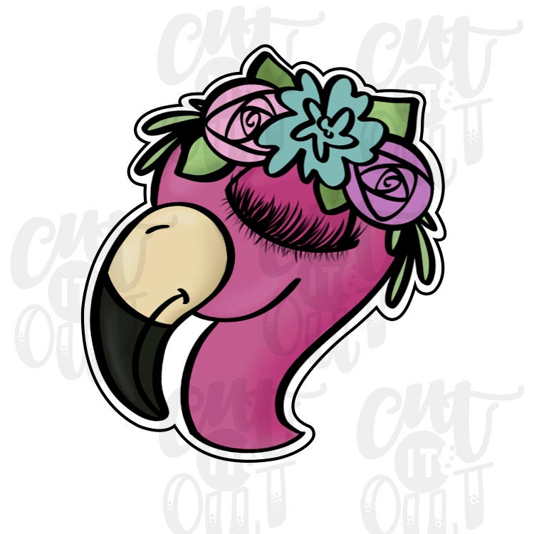 Flower Crown Flamingo Head Cookie Cutter
