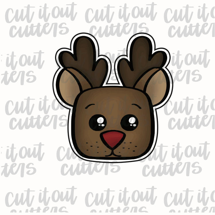 Chubby Reindeer Head Cookie Cutter