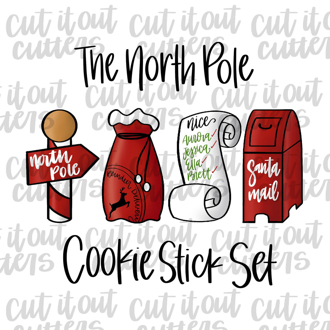 North Pole Cookie Stick Cutter Set