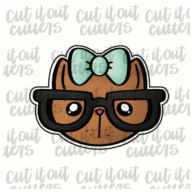 Girly Nerdy Cat Cookie Cutter