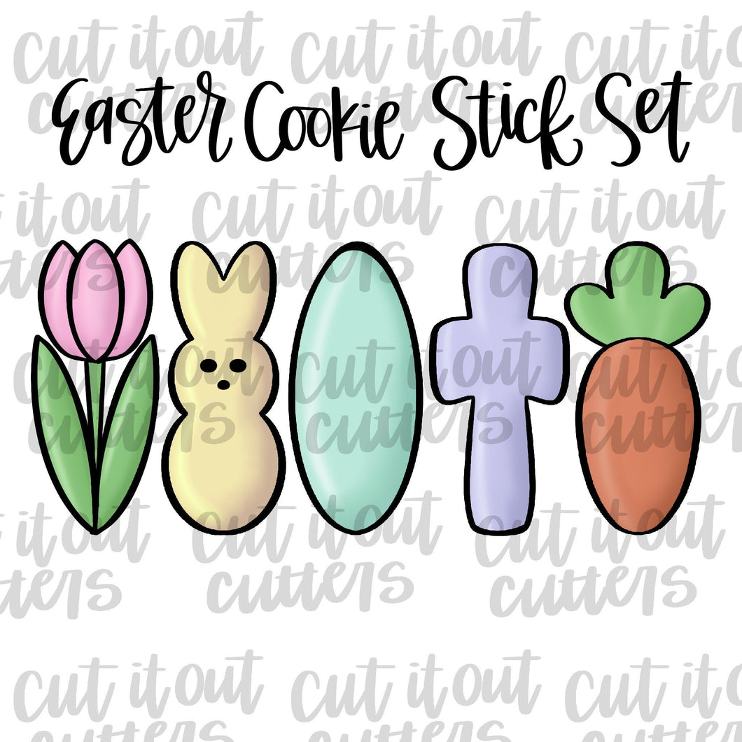 Easter Cookie Cutter Set- Bunny, Easter Egg, Sign/Cross, Carrot