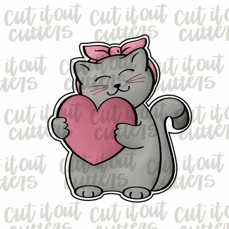 Girly Love Cat Cookie Cutter