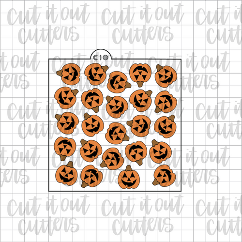 Scattered Jack-O-Lantern Cookie Stencil (3 Piece)