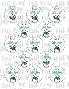 Let It Snow Teal - 2" Circle Tags - Digital Download