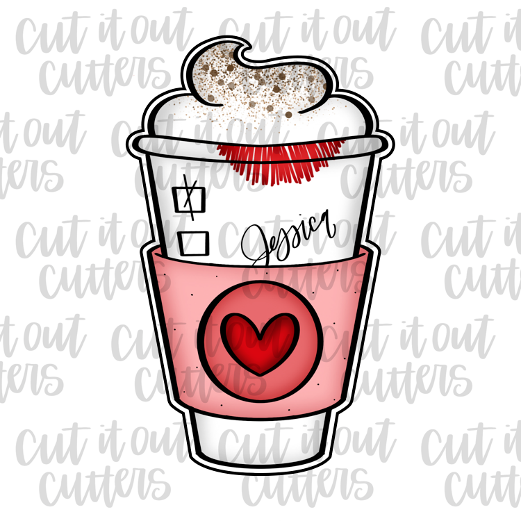 Lipstick Kiss Latte with Whip Cookie Cutter
