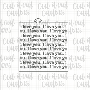 I Love You Typewriter Cookie Stencil