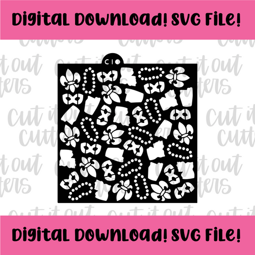 DIGITAL DOWNLOAD SVG File for Mardi Gras Party Stencil