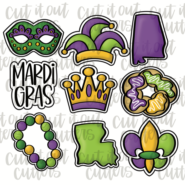 Mardi Gras Minis Cookie Cutter Set – Cut It Out Cutters