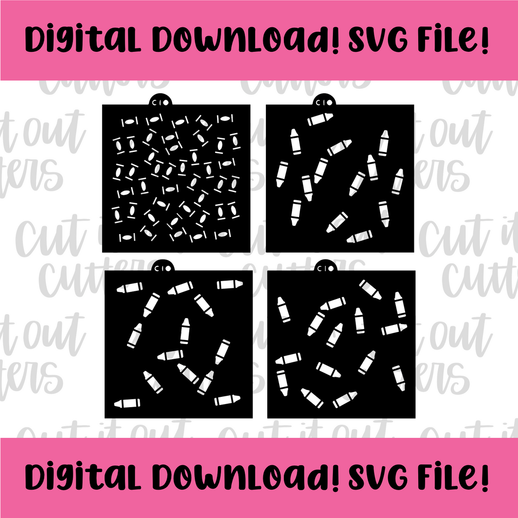 DIGITAL DOWNLOAD SVG File for 4 PC Mini Crayons Stencil