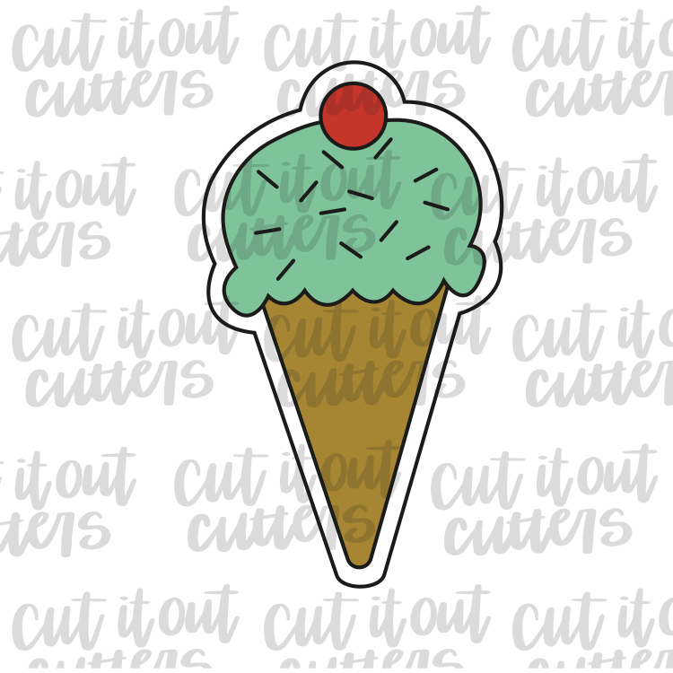 Single Scoop Ice Cream Cone Cookie Cutter
