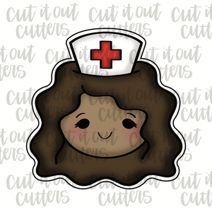 Nurse with Wavy Hair Cookie Cutter