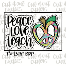 Load image into Gallery viewer, Peace Love Teach &amp; Peace Apple Cookie Cutter Set