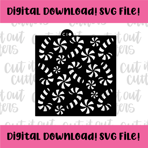 DIGITAL DOWNLOAD SVG File for Peppermint and Candy Canes Stencil