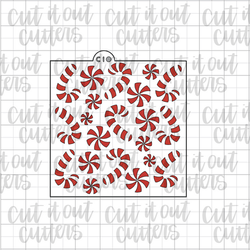 Peppermints and Candy Canes Cookie Stencil