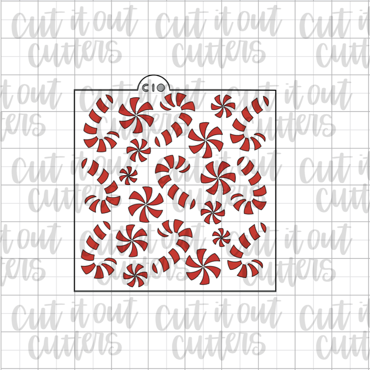 Peppermints and Candy Canes Cookie Stencil
